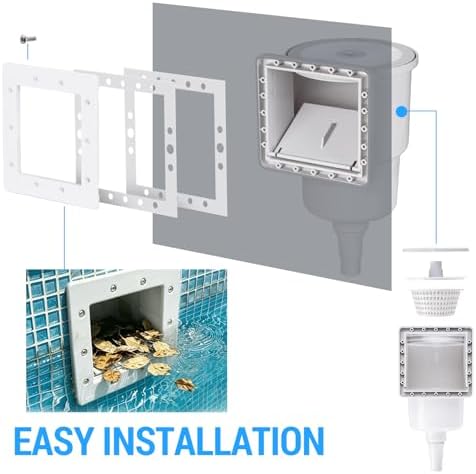Universal Above Ground Pool Skimmer Kit, Heavy Duty Through Wall Pool Skimmers, Surface Skimmer for Pools for Filter Leaves, Hair, Bugs, and Impurities (Grey)