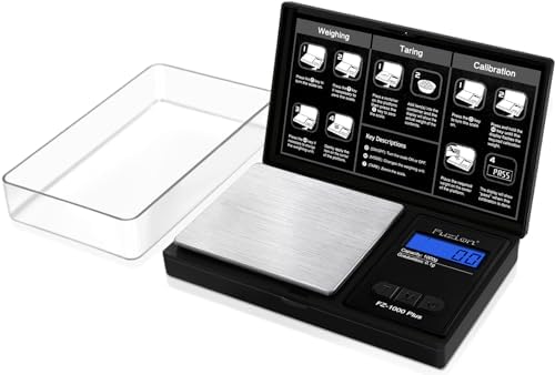 Fuzion Digital Pocket Gram Scale 0.1g/1000g - Small Food Scale with Tray