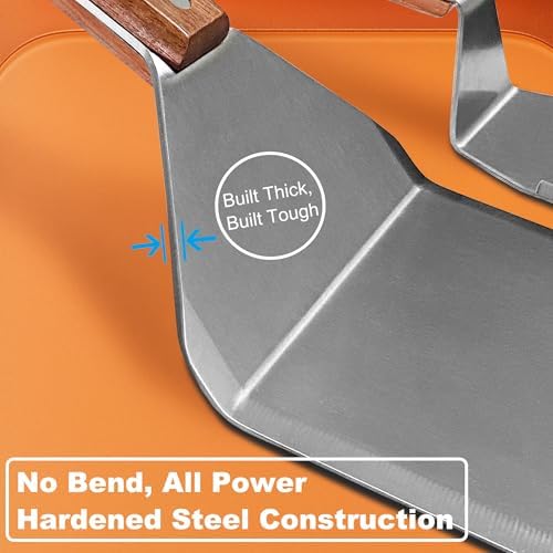 4 Piece Thicker Stainless Steel Full Tang Griddle Spatula Grill Tools