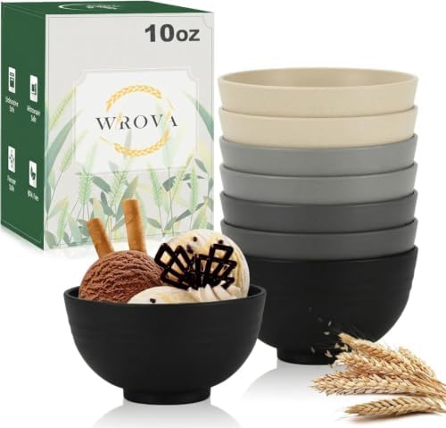 Wrova Mini Wheat Straw Bowls Set of 8, 10 OZ Small Bowls for Kitchen