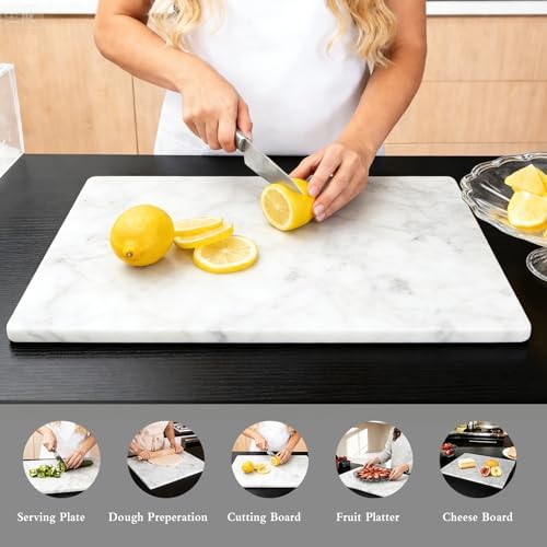 Marble Cutting Board for Kitchen 20×16 Inch Italian Carrara White