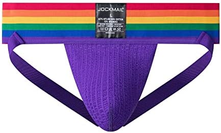 JOCKMAIL Mens Briefs Jockstrap Athletic Supporter Men Jockstrap Rainbow Men Sport Underwear Jockstrap for Gym Sport