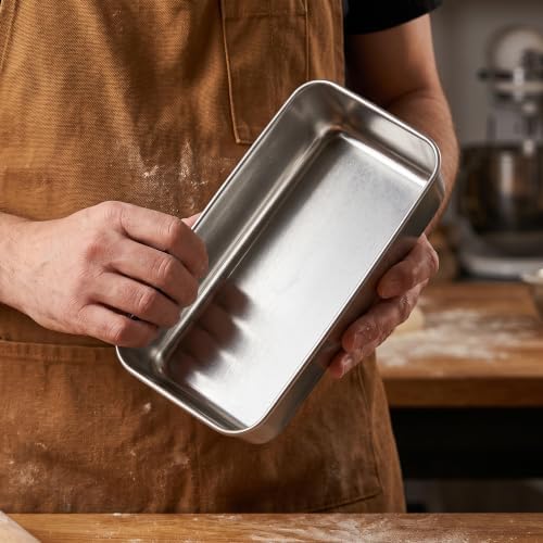 LIANYU 9 x 5 Inch Loaf Pan with Lid, Stainless Steel Bread Pan, Set of 3