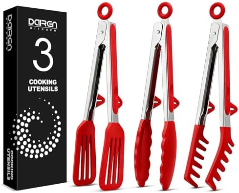 Kitchen Tongs for Cooking, Stainless Steel, Non Scratch Silicone Tip,3 Pack