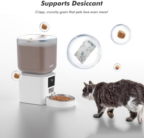 Automatic Cat Feeder - 8L/34 Cups Large Capacity Automatic Dog Food Dispenser with LCD Screen, Large Food Tray, Battery Operated, Timed Cat Feeder, Up to 50 Portions 6 Meals Per Day, Keeps Fresh