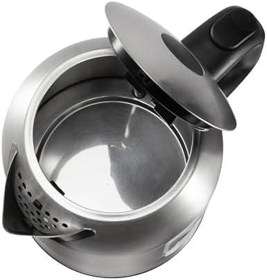 Amazon Basics Electric Kettle, Tea Kettle & Water Boiler with Auto Shut-Off, Boil Dry Protection, Strix Thermostat, BPA-Free, 1500W, 1.1Qt (1L), Stainless Steel, New Model, Black & Silver