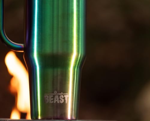 Beast 42 oz Tumbler with Handle Stainless Steel Vacuum Insulated Coffee Ice Cup Double Wall Travel Flask (Rainbow)
