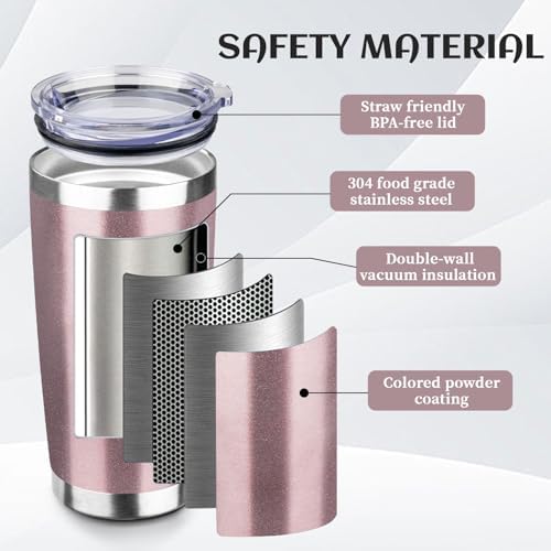 StarSpeed 8 Pack 20oz Stainless Steel Travel Coffee Tumbler,Rose Gold