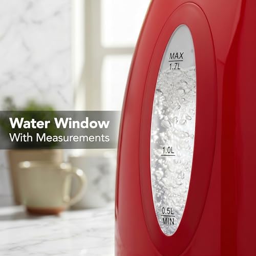 OVENTE 1.7L Electric Tea Kettle, 1100W BPA-Free Water Boiler, Red KP72R