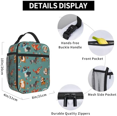 Cute Dog Insulated Lunch Box for Kids, Small Cooler Lunch Bag lunchbox for School, Toddler Lunch Box for Girls boys, Waterproof Durable Portable Lunch Tote Bag Food Container for Travel Picnic Work
