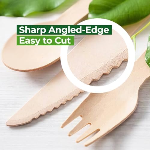 700 PCS Wooden Utensils - Disposable Utensil Set - Bulk Compostable Cutlery