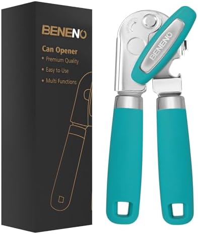 Beneno Heavy Duty Hand Can Opener Manual with Magnet Lid Remover, Turquoise
