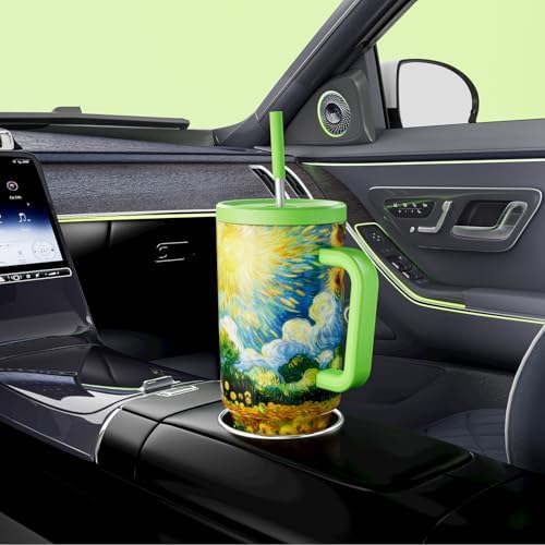 Meoky 40 oz Tumbler with Handle and Straw: Stainless Steel Insulated Tumbler with Lid and Straw - 100% Leak Proof Tumbler for Car Cup Holders - Travelers Commuters Workers, Sunflower