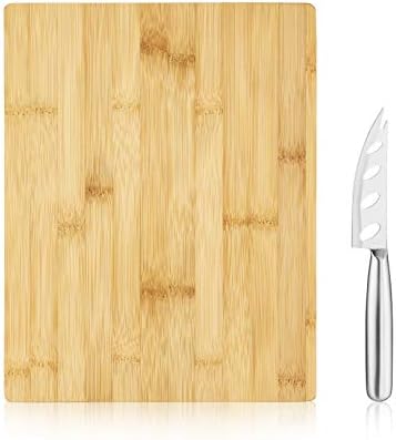 True Appetize Bamboo Cheese Board and Stainless Steel Knife Set, Serving Tray, Charcuterie Boards Accessories for Wedding, Housewarming, 12.5" x 9.75"