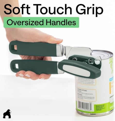 GORILLA GRIP Upgraded Model Stainless Steel Manual Can Opener, Green
