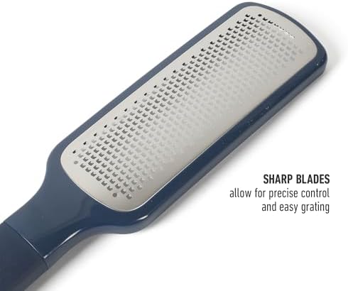 Calphalon Prime Stainless Steel Handheld Cheese Grater W/Cover & Rubber Handle - Navy Blue