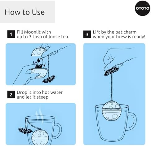 Cute Tea Strainers - Loose Leaf Tea Steeper, Tea Infuser for Loose Leaf Tea, Tea Diffusers, Tea Accessories, Mushroom Gifts, Cute Kitchen Accessories, White Elephant Gifts, (Moonlit, Spooky, Gothic)