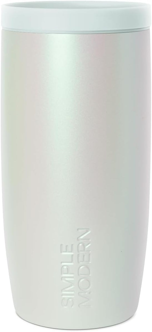 Simple Modern Travel Coffee Mug Tumbler with 360° Lid | Ceramic-Lined Insulated Stainless Steel Cold Brew Iced Coffee Cup | Gifts for Women Her Him | Voyager Signature | 16oz | Spring Air Pearl
