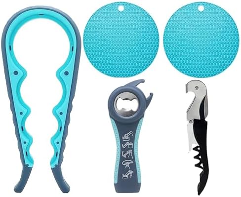 Bottle Opener for Arthritic Hand,Jar Opener for Old People, Children, Women, Those with Weak Hands,Multifunctional Kitchen Gadgets (05-Blue)