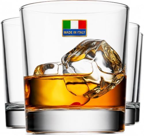 Godinger Whiskey Glasses, Bourbon Rocks Cocktail Set of 4, Made in Italy