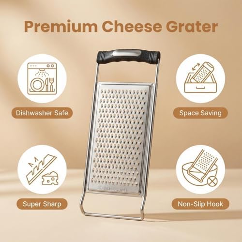 NACOLUS Classic Fine Cheese Grater & Zester,Stainless Steel Handheld