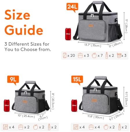 Lifewit Large Lunch Bag, Insulated Lunch Box, Soft Cooler Cooling Tote for Adult Men Women, Gray 40-Can (24L)