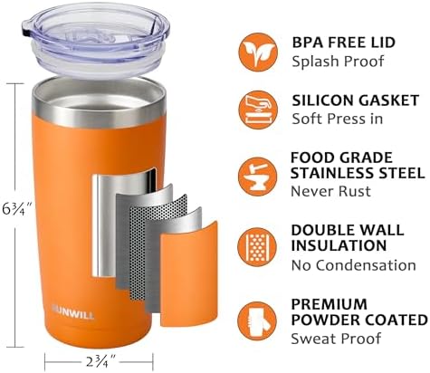 SUNWILL Coffee Tumbler, 20 oz Insulated Travel Mug Stainless Steel