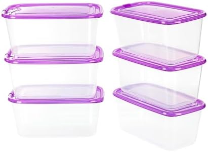 KIGI Food Containers, Snap-on Lids, BPA-Free Plastic, Lightweight & Portable for on-the-go, Vented & Microwave Safe for Leftovers, Stackable (4.4 Cup 6 PACK)