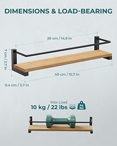 OROPY Wooden Spice Rack Wall Mounted, Over the Stove, Kitchen Wall, 2 Pack