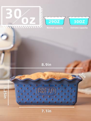 Ceramic Loaf Pan for Baking Bread, 9"X5" Bread Pans (Vintage Blue)