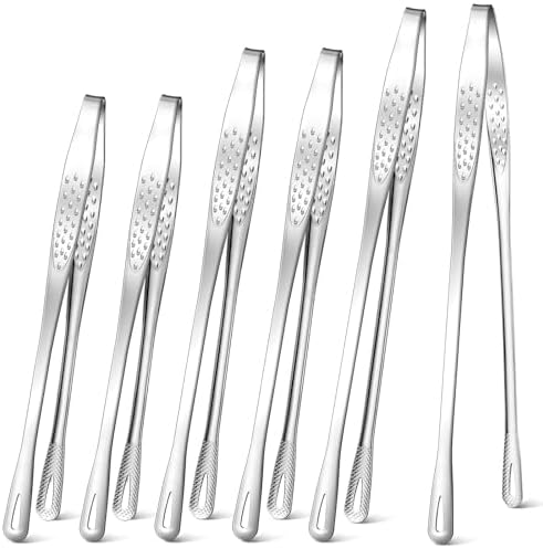 meekoo 6 Pcs Stainless Steel Korean BBQ Grill Tongs