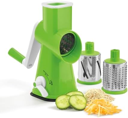 Cuisinart Fresh Slice Rotary Drum Grater, Cheese & Vegetable Slicer with 3 Interchangeable Stainless Steel Drums, Strong Suction Base, Dishwasher Safe