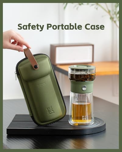 ZENS Modern Glass Infuser Teapot, Smart One Touch Tea Maker for Loose Tea