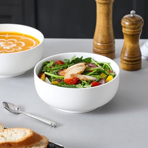 MALACASA Salad Soup Bowls Set of 2, 44 OZ White Ceramic Bowls
