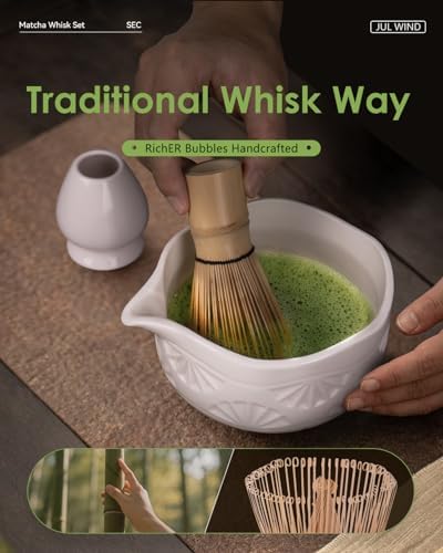 Matcha Whisk Set, Matcha Set Includes Bamboo Whisk, Ceramic Bowl