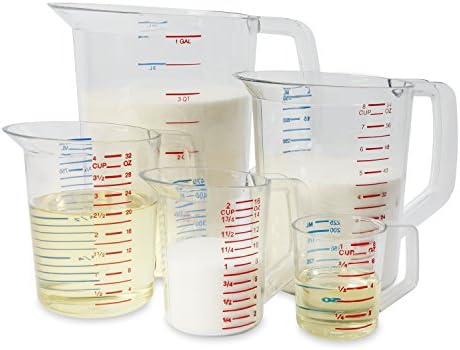 Rubbermaid Commercial Products Bouncer Clear Measuring Cup, 1-Cup /0.25-Quart, Clear, Strong Food Grade, Easy Read for Liquid/Dry Ingredients, for Home/Professional Kitchen