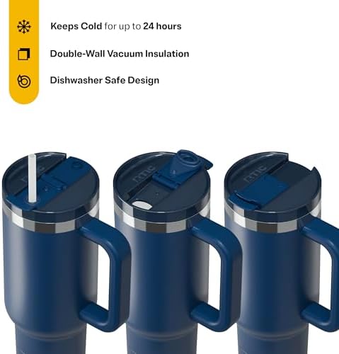 RTIC 40oz Road Trip Tumbler, Insulated, Ceramic Lined, Navy