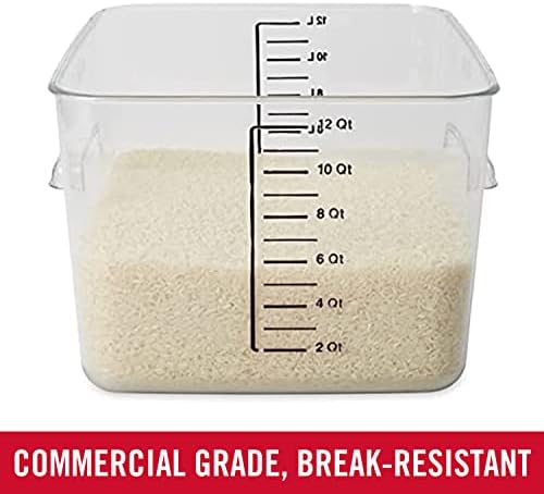 Rubbermaid Commercial Products Square Food Container, 12-Quart, Clear