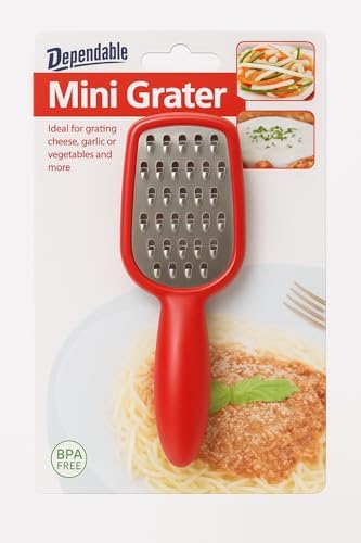 Mini Stainless Steel Grater with BPA-Free Handle – 5-Inch Cheese, Garlic, Nutmeg, Chocolate, Citrus Zester – Compact Handheld Grater for Kitchen, Baking, Cooking by Dependable Industries (Pack of 2)