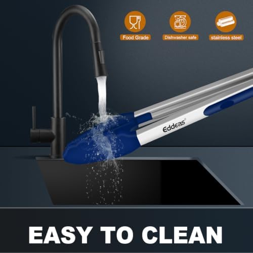 Tongs For Cooking - Kitchen Tong with Silicone Tip 7", 9", 12" Blue