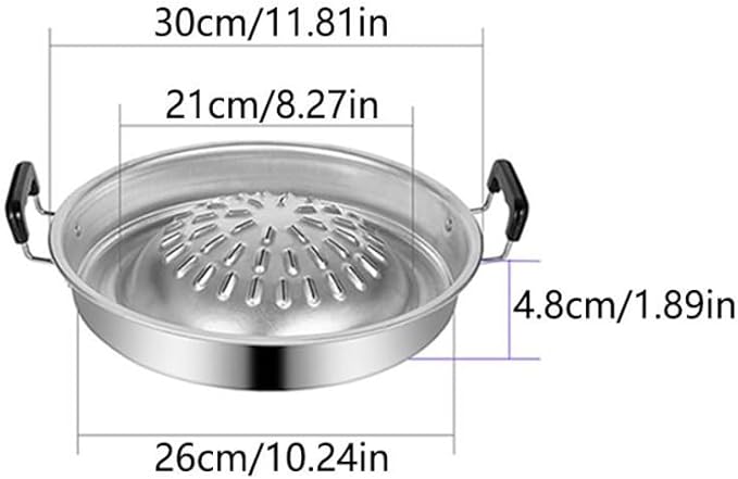 Thai Korean BBQ Grill Pan,Korean Metal Grilling Tray,Stainless Steel Barbecue Grill Topper Camping BBQ Pans Grill Topper Pan Vegetable Pork Beef Meat Tray Pans