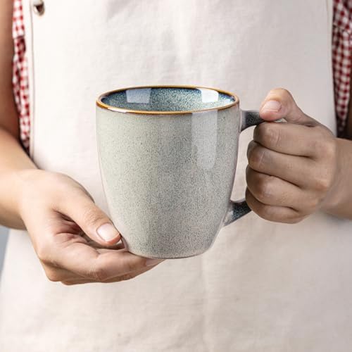 GBhome Ceramic Coffee Mugs Set of 4, 12oz Stoneware Coffee Mugs Set For Dad Mom Women MEN, Light Weight Coffee Cups for Latte/Tea/Beer/Hot Cocoa, Dishwasher & Microwave Safe