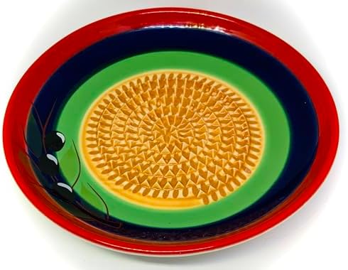 BonCera, Premium Ceramic Garlic Grater Plate Set - Multicolor Olive
