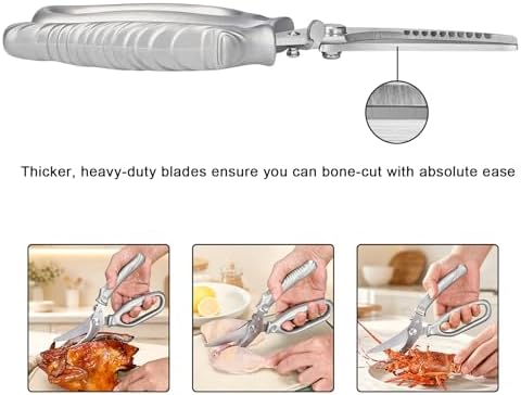 CHEN-KE Rust Resistant Heavy Duty Multipurpose Kitchen Shears-Silver