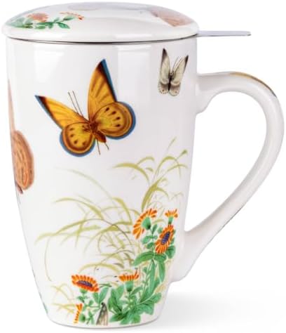 AmorArc Tea Cup With Infuser and Lid, 18oz Loose Leaf Tea Mug With Steeper