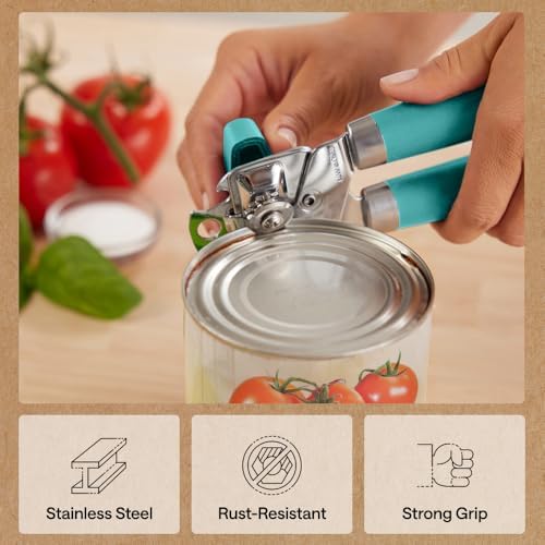 GORILLA GRIP Upgraded Model Stainless Steel Manual Can Opener, Turquoise
