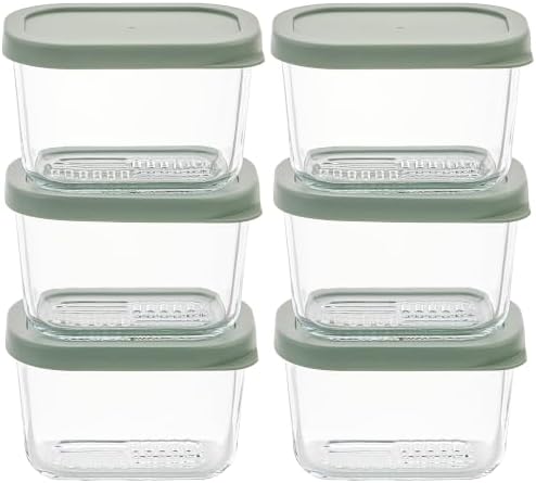 DURA LIVING Glass Food Storage Containers with Lids — 12 Piece — 10.5 oz Glass with BPA-Free Leak Resistant Stackable Lids — Microwave, Oven & Dishwasher Safe — Ideal for Meal Prep & More - Soft Sage