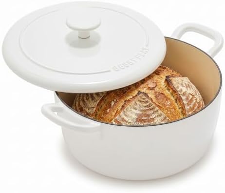 GreenPan x Bobby Flay 5.5QT Enameled Cast Iron Dutch Oven With Lid, White