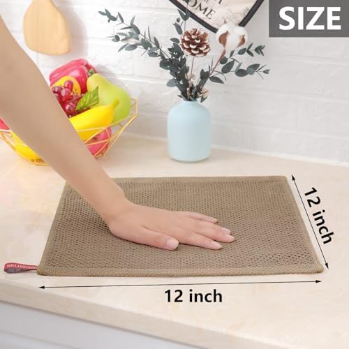 Homaxy 100% Cotton Waffle Weave Kitchen Dish Cloths 12-Pack, Tan