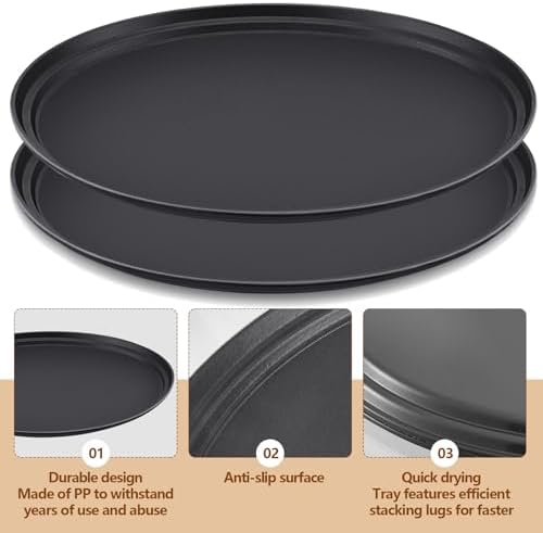 FillTouch 2 Pcs Restaurant Serving Trays Oval, 24 x 29 Inch, Black
